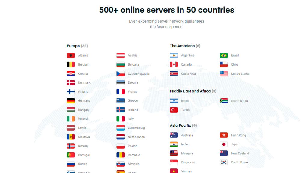 SurfShark online servers