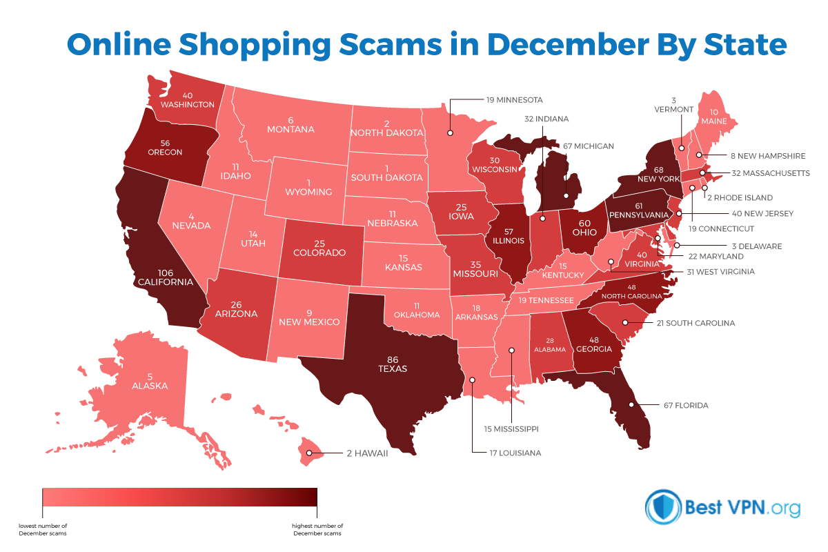 online scams in dec by state heat map